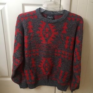 Vtg wool USA Aztec Western blanket sweater